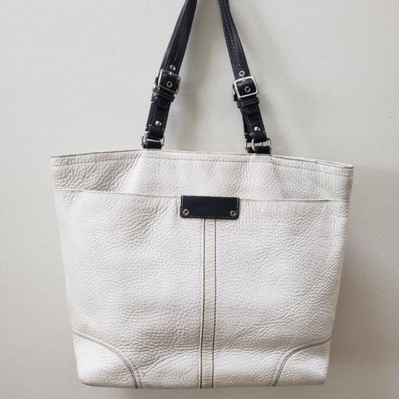 Coach Hamilton Off-White and Black Leather Tote Bag M0873-F13083 - Picture 1 of 5